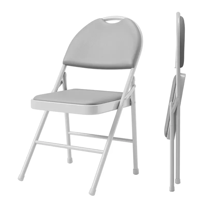 Garvee 2 Pack Folding Chairs, Portable Metal Frame Padded Folding Chair, Foldable Chairs with PU Leather Cushion and Back for...