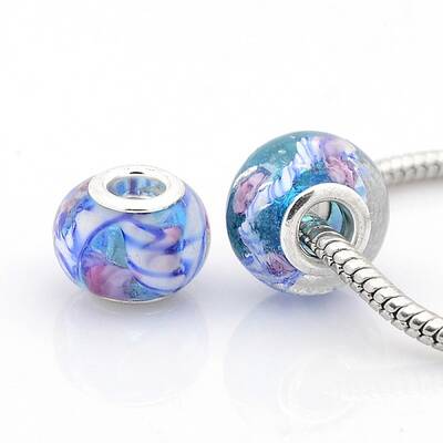 Handmade Lampwork European Large Hole Rondelle Beads