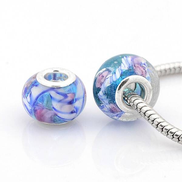 Handmade Lampwork European Large Hole Rondelle Beads