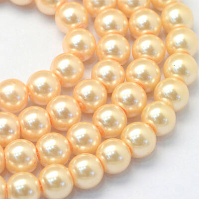 Baking Painted Pearlized Glass Pearl Round Bead Strands