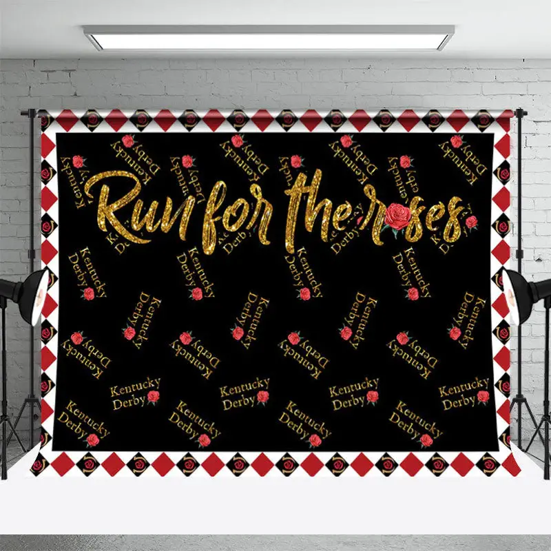 Run For The Roses Step And Repeat Black Backdrop - Aperturee