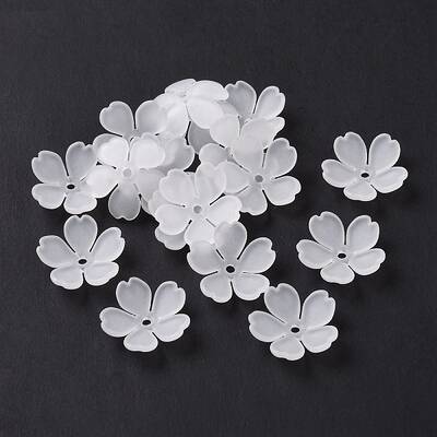 5-Petal Transparent Acrylic Bead Caps