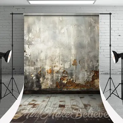 Retro Shabby Folds Wall Wood Floor Sweep Backdrop - Aperturee