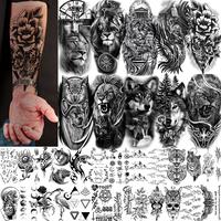 34 Sheets Waterproof Temporary Tattoos Stickers,Long Lasting Forearm Designs Animals & Flower,Wolf, Tiger,Lion,Owl,SkeletonSk...
