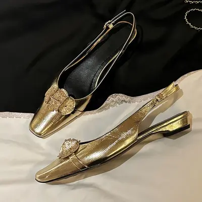CHIKO Adalee Square Toe Block Heels Slingback Shoes