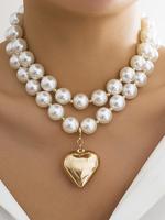 Boho Faux Pearl Decorated Beaded Necklace, Elegant Love Heart Necklace for Women and Girls, 2025 New Trendy Versatile Accesso...