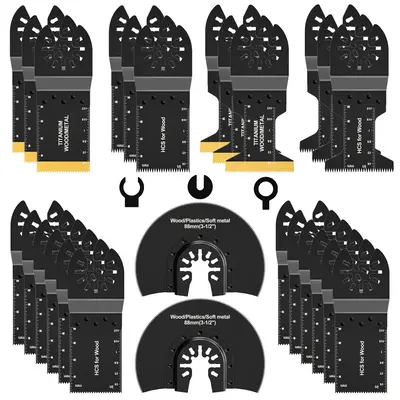 Oscillating Saw Blades for Cutting, 29pcs/set Heavy Duty Titanium Multitool Blades for Wood Plastics Metal, Oscillating Tool ...