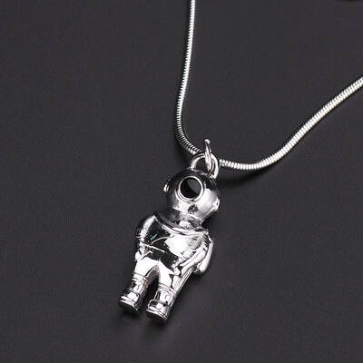 Cute Stainless Steel Spaceman Pendant Necklaces for Women's Daily Wear