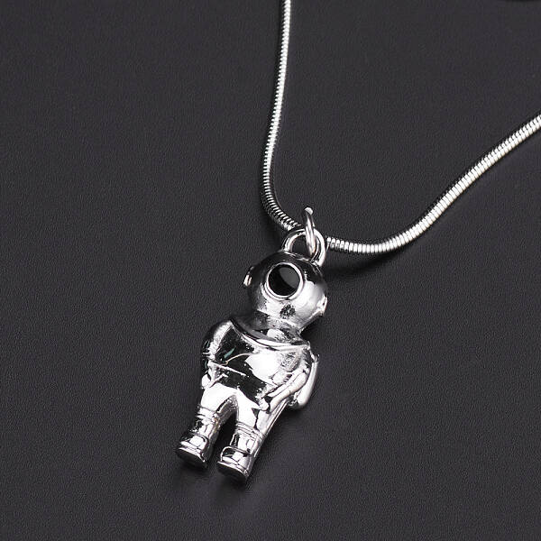 Cute Stainless Steel Spaceman Pendant Necklaces for Women's Daily Wear