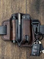 Men's Cowhide Solid Color Durable Belt Bag, Edc Tool Pouch, Multifunctional Storage Bag for Pen, Keychain, Flashlight,  Every...