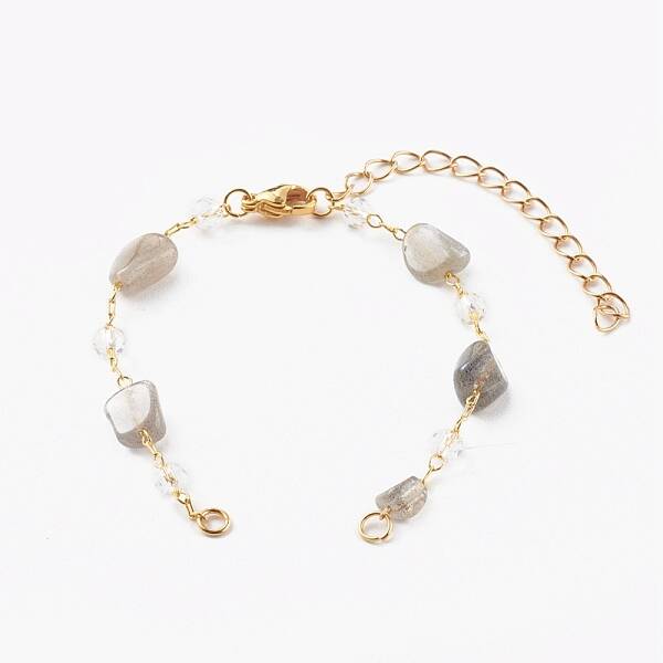 Nuggets Natural Labradorite Beaded Bracelet Makings