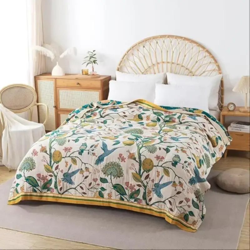 Floral Printed Soft Fleece Bed Blanket, 1 Count Boho Style Soft Throw Blanket, Plush Blankets, Warm Nap Blanket for Home & Of...