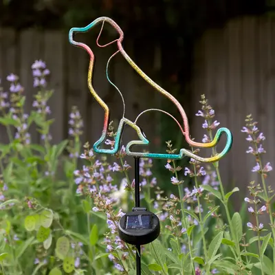 Glow In The Dark Neon Solar Garden Stakes - Dog & Cat - Moonlight Dog
