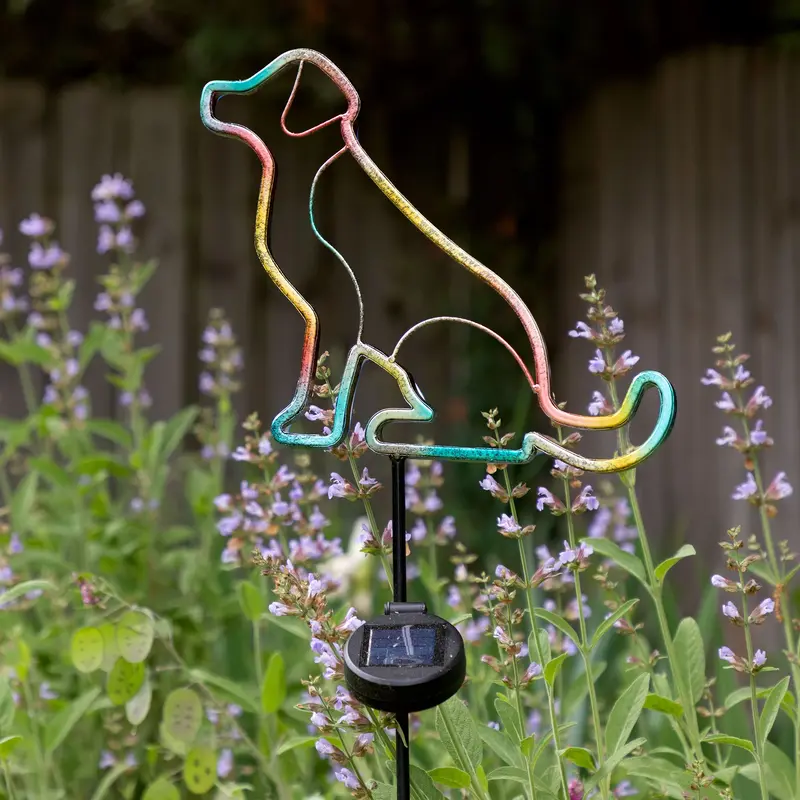 Glow In The Dark Neon Solar Garden Stakes - Dog & Cat - Moonlight Dog