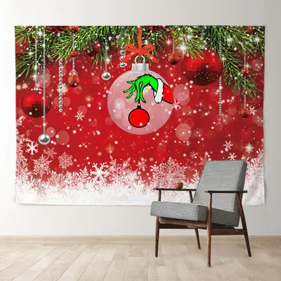 Aperturee Red Theme Green Hand Balls Snow Christmas Backdrop