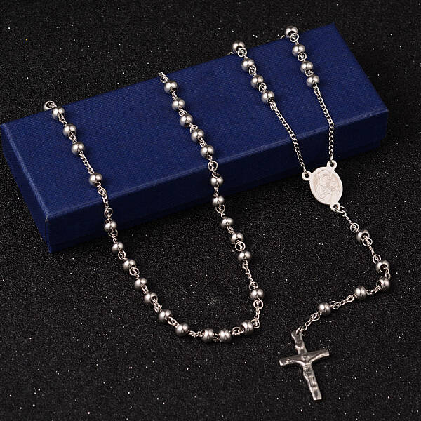 Tarnish Resistant 201 Stainless Steel Rosary Bead Necklaces