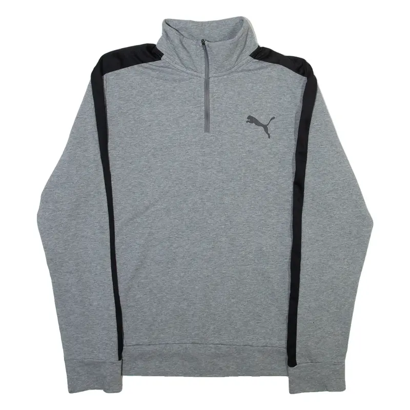 PUMA Mens Sweatshirt Grey 1/4 Zip L