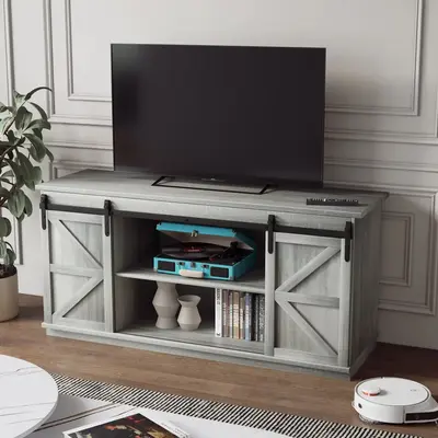 FURMAX Modern Farmhouse Barn Door TV Stand for TVs up to 65\