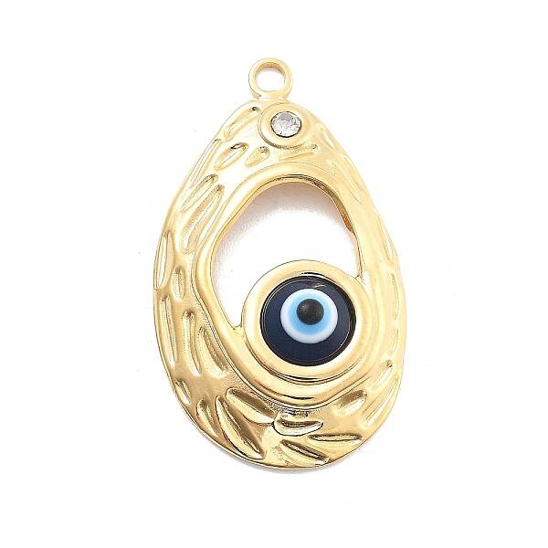 304 Stainless Steel Enamel Rhinestone Pendants