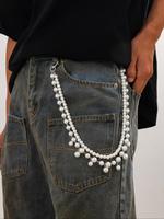 Faux Pearl Decorated Waist Chain, Fashionable Waist Belt for Jeans Trousers, Casual Fashion Belt for Party, Daily Clothing De...