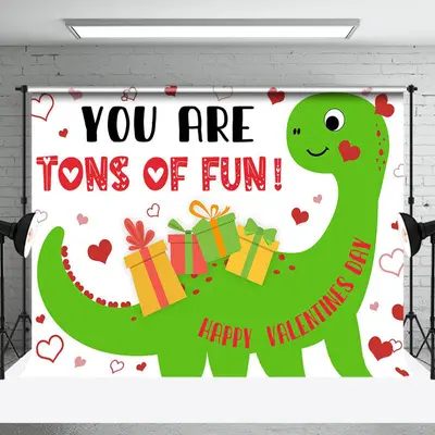 Dinosaur You Are Tons Of Fun Valentines Day Backdrop - Aperturee
