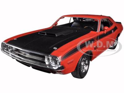 1970 Dodge Challenger T/A Orange with Black Hood and Black Stripes \