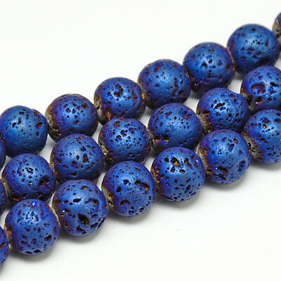 Electroplate Natural Lava Rock Beads Strands