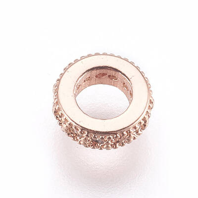 Brass Micro Pave Cubic Zirconia Beads