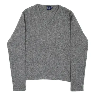 GAP Womens Jumper Grey V-Neck Tight Knit Wool S