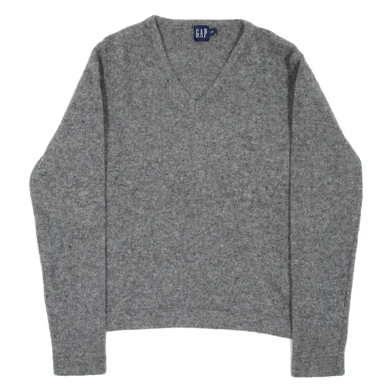 GAP Womens Jumper Grey V-Neck Tight Knit Wool S