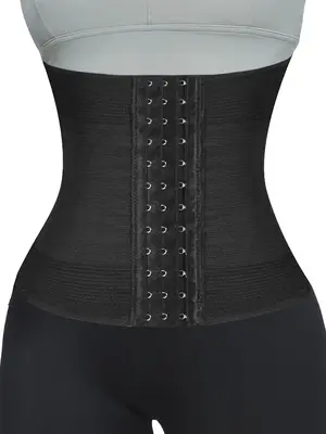 Women's Solid Tummy Control Waist Trainer, Hook and Eye Closure High Waist Body Shaper, Women's Shapewear Clothing for Postpa...