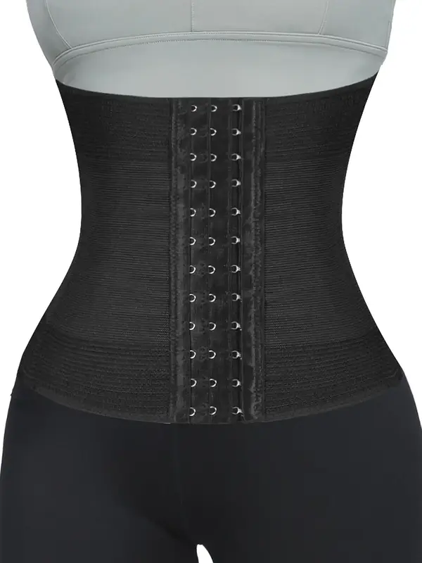 Women's Solid Tummy Control Waist Trainer, Hook and Eye Closure High Waist Body Shaper, Women's Shapewear Clothing for Postpa...