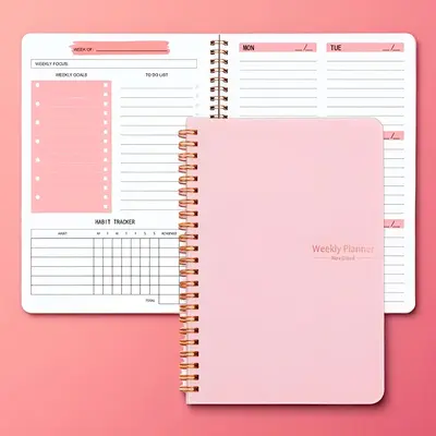 A5 Agenda Planner Notebook, 1 Count Weekly Planner Goal Habit Schedules Notebook, Portable Planner Notepad, Students Statione...