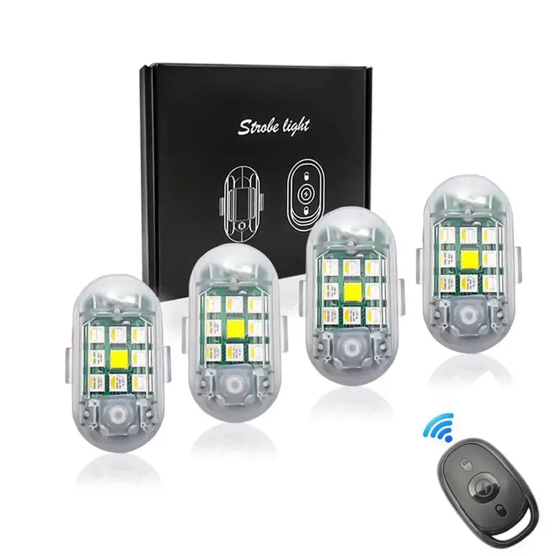 Anti-collision Led Strobe Light with Remote, Night Riding Car Motorcycles Led Drone Lights, Mini Car Emergency Strobe Warni...