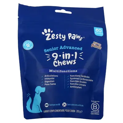 Zesty Paws Senior Advanced - 9-in-1 Chews - Multifunction - 60 Turkey Treats
