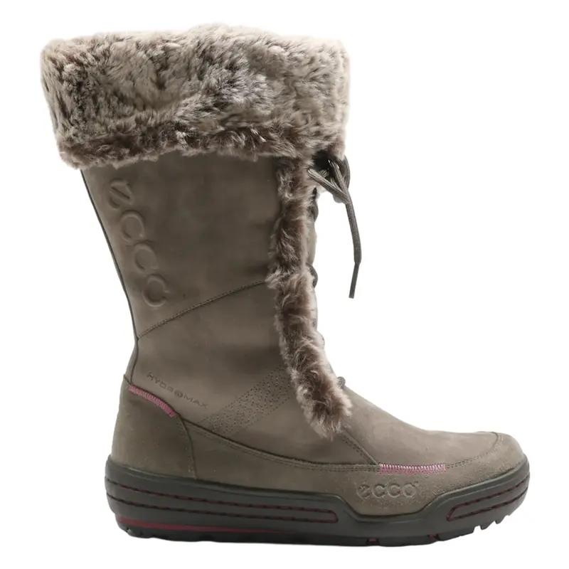 ECCO Lace-Up Boots Grey Leather Womens UK 4