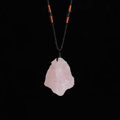 Natural Raw Rose Quartz Nugget Pendant Necklaces