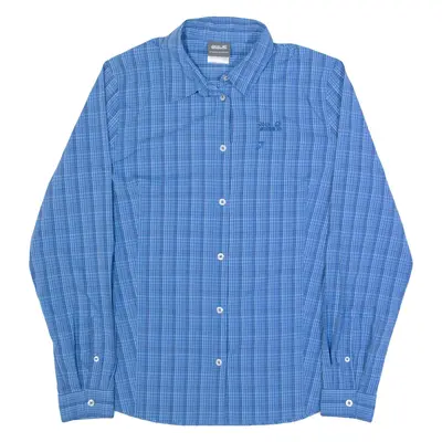 JACK WOLFSKIN Womens Shirt Blue Check Long Sleeve UK 12