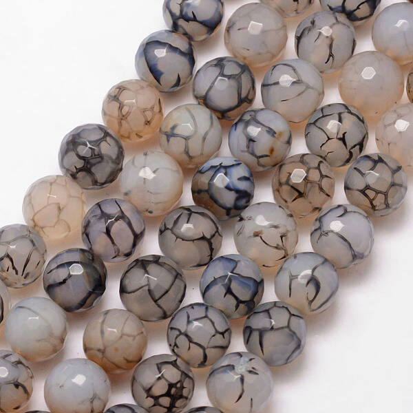 Natural Dragon Veins Agate Bead Strands