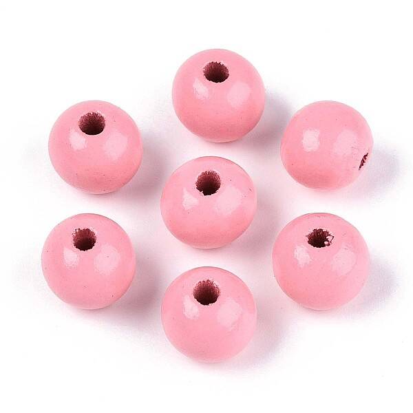 Spray Painted Round Natural Schima Wood Beads