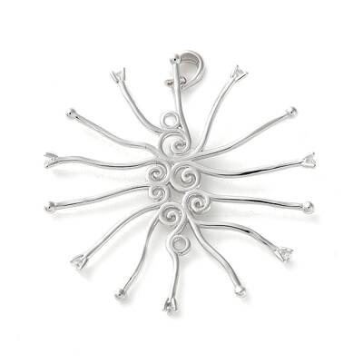 925 Sterling Silver Clear Cubic Zirconia Pendant Cabochon Settins