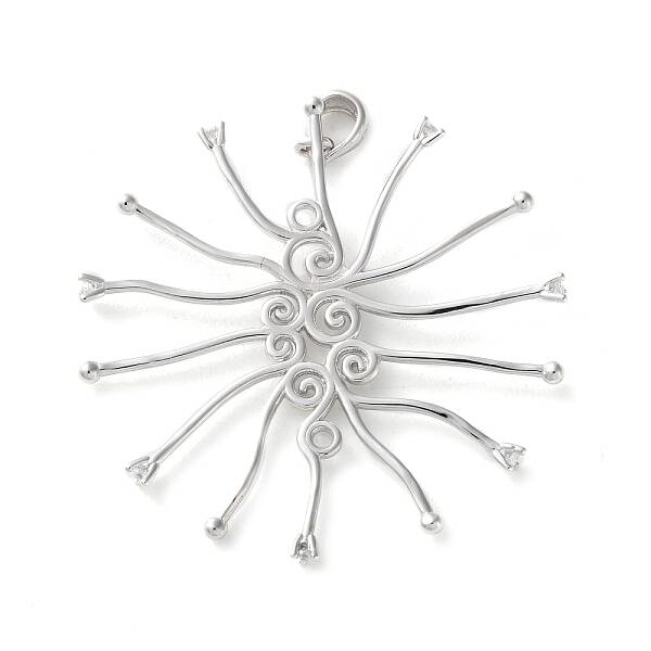 925 Sterling Silver Clear Cubic Zirconia Pendant Cabochon Settins