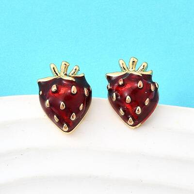 Brass Enamel Stud Earrings