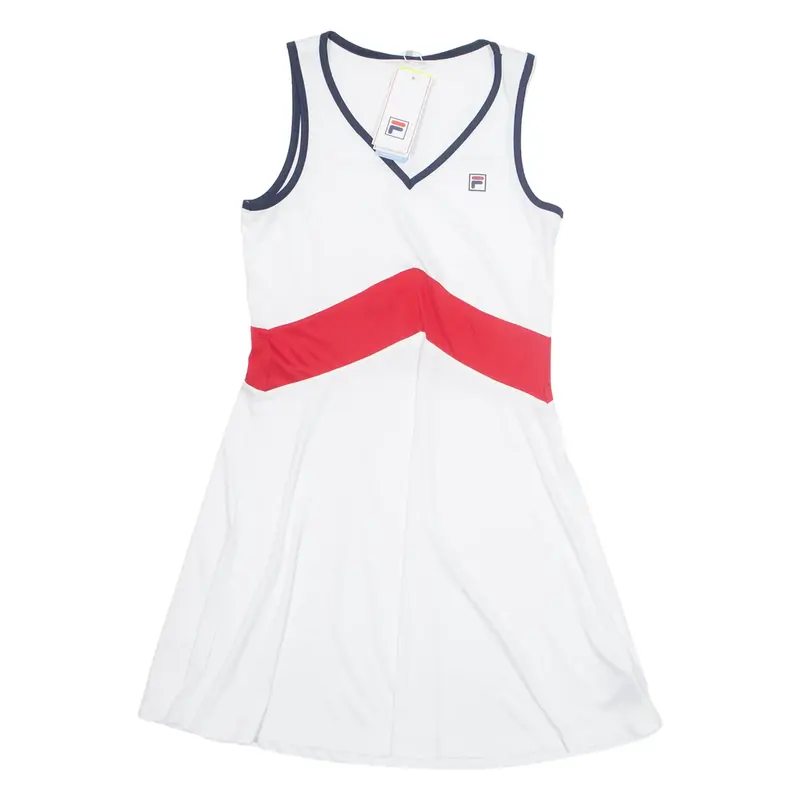 FILA SPORTS Womens Skater Dress White Sleeveless Knee Length S