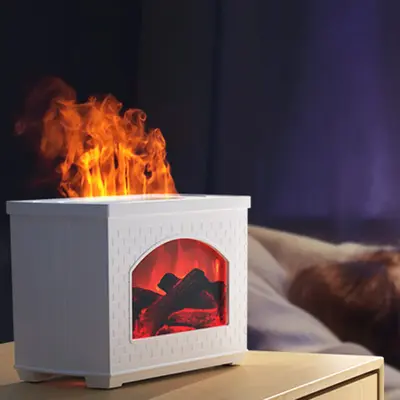 Fireplace Air Humidifier Flame Effect | Color: Black