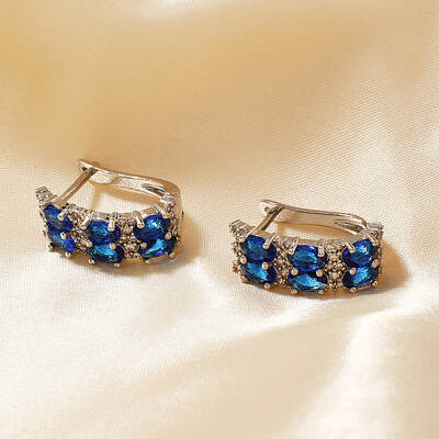 Chic French Style Brass Cubic Zirconia Hoop Earrings
