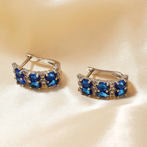 Chic French Style Brass Cubic Zirconia Hoop Earrings