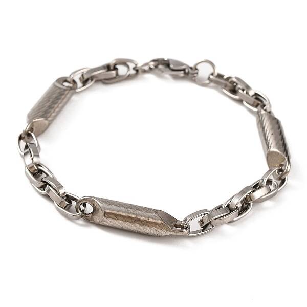 Tarnish Resistant 201 Stainless Steel Column Link Chain Bracelets