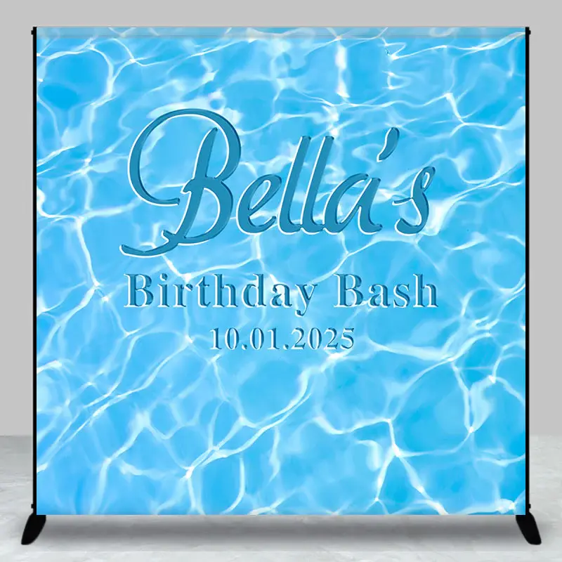 Aperturee Personalized Cool Summer Pool Waves Birthday Backdrop | Custom Birthday Back Drop | Custom Birthday Backdrops | Diy...