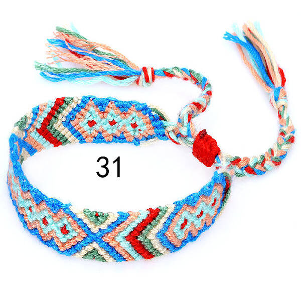Cotton Braided Rhombus Pattern Cord Bracelet